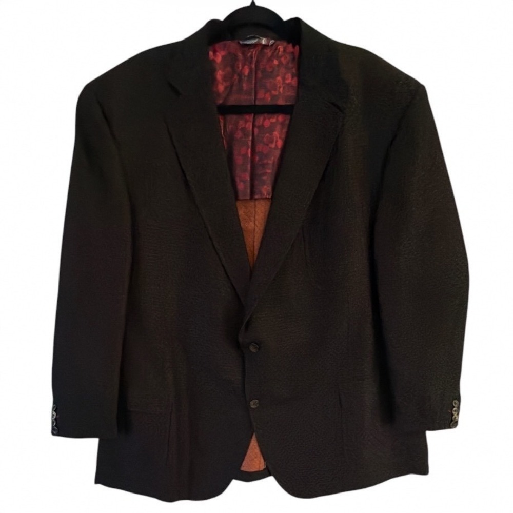 Robert Graham Mens Wool Silk Sport Coat Blazer Brown Size‎ 54R 2-Button